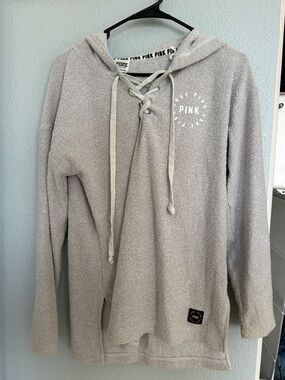 PINK Victoria's Secret Hooded Sweater- Light Gray